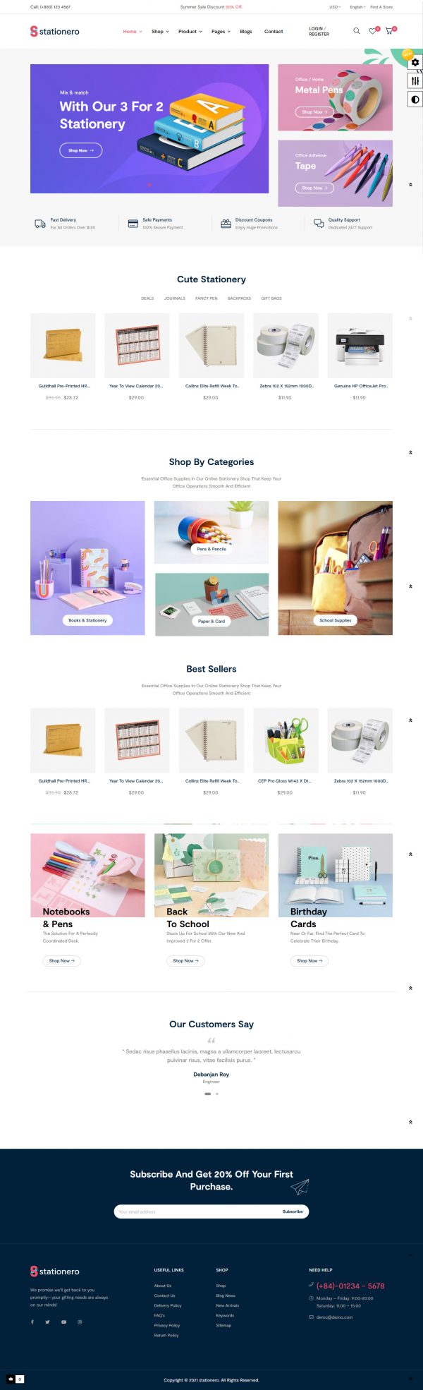 Thiết kế website văn phòng phẩm